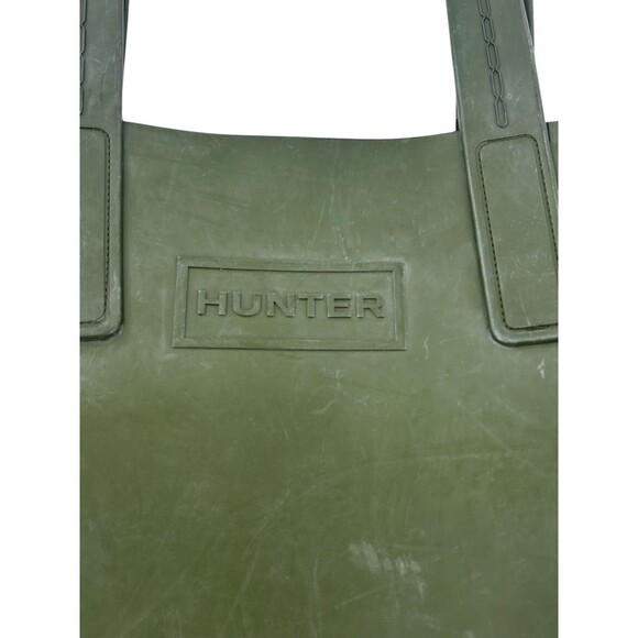 Hunter Tote Shoulder Bag Womens Rubber Green Open Style Double Top Handle Garden - Picture 4 of 13